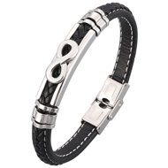 Predator Q1 Elegant leather infinity bracelet 25 cm black - Bracelet