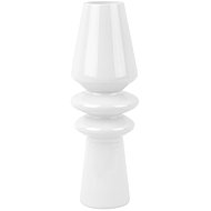 Present time Handmade glass vase CONE, diameter 9 cm, white - Vase