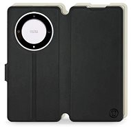 Mobiwear Soft Touch flip pro Honor Magic5 Lite 5G - Černé & Béžové - Phone Case