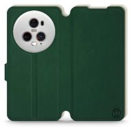 Mobiwear Soft Touch flip pro Honor Magic5 Pro 5G - Zelené & Béžové - Phone Case