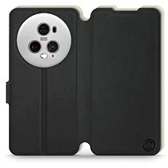 Mobiwear Soft Touch flip pro Honor Magic5 Pro 5G - Černé & Béžové - Phone Case