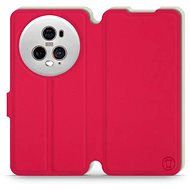Mobiwear Soft Touch flip pro Honor Magic5 Pro 5G - Rudé & Béžové - Phone Case