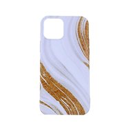TopQ iPhone 12 silicone Marble white-gold 54843 - Phone Cover
