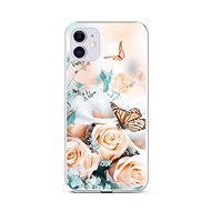 TopQ iPhone 11 silicone Rose with butterfly 58940 - Phone Cover