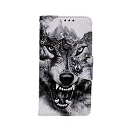 TopQ iPhone SE 2020 booklet Black and white wolf 62621 - Phone Case