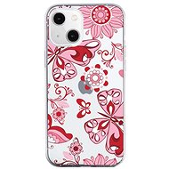 TopQ iPhone 13 silicone Pink Butterfly 64663 - Phone Cover