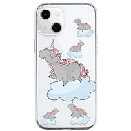 TopQ iPhone 13 mini silicone Grey Unicorns 64708 - Phone Cover