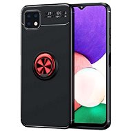 TopQ Samsung A22 5G silicone black with red ring 65448 - Phone Cover