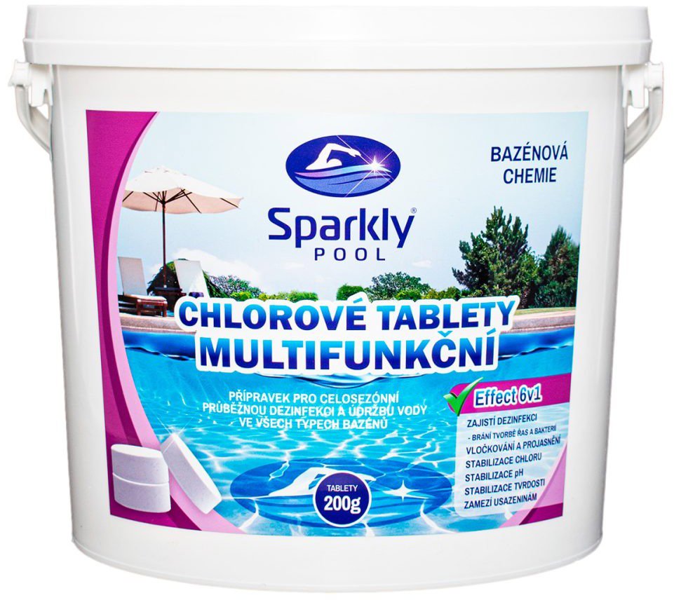 Sparkly POOL Pool chlorine tablets 6in1 multifunctional 200g 5 kg - Pool Chemicals