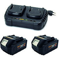 PROCRAFT Set of 2× 20V 4Ah 20/4 Cordless Batteries with 20/2 Dual Charger - Charger and Spare Batteries