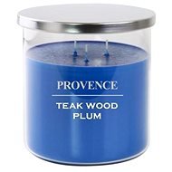 Provence gyertya üvegben, fedéllel, 1000 gramm, teakwood plum, 3 kanóccal - Gyertya