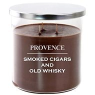 Provence gyertya üvegben, fedéllel 1000 gramm, cigars/whiskey, 3 kanóccal - Gyertya