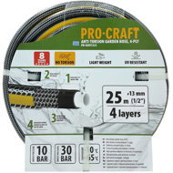 PROCRAFT Garden Hose PR-4KAT1325, black-yellow, 4-ply, 1/2" 25 m - Garden Hose