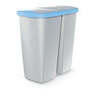 Prosperplast waste bin COMPACTA Q DUO ashy with light blue lid, volume 45 l - Rubbish Bin