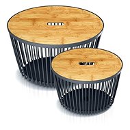 Prosperplast Set of 2 universal oval baskets with bamboo lids CLUBO, 30 + 55l, anthracite - Basket