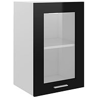 Shumee Upper kitchen cabinet with glass 802511 black high gloss - Cupboard