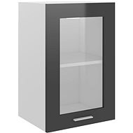 Shumee Upper kitchen cabinet with glass 802512 grey high gloss - Cupboard