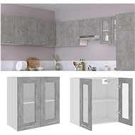 Shumee Upper kitchen cabinet with glass 802525 concrete grey - Cupboard