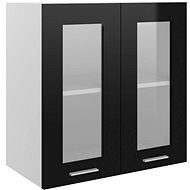 Shumee Upper kitchen cabinet with glass 802527 black high gloss - Cupboard