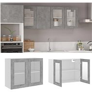 Shumee Upper kitchen cabinet with glass 802533 concrete grey - Cupboard