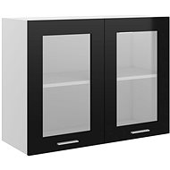 Shumee Upper kitchen cabinet with glass 802535 black high gloss - Cupboard