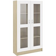 Glass cabinet white and oak sonoma 82,5x30,5x150 cm chipboard 802764 - Wardrobe