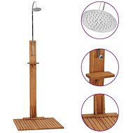 Garden shower 75 x 75 x 210 cm solid teak 312276 - Garden Shower