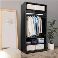 Wardrobe black with high gloss 100x50x200 cm chipboard 800232 - Wardrobe