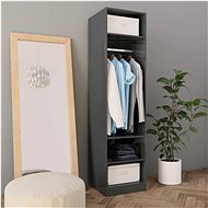 Wardrobe grey with high gloss 50 x 50 x 200 cm chipboard 800242 - Wardrobe