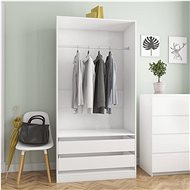 Wardrobe white with high gloss 100 x 50 x 200 cm chipboard 800609 - Wardrobe