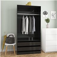 Wardrobe black with high gloss 100x50x200 cm chipboard 800610 - Wardrobe