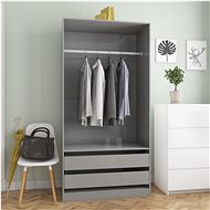 Wardrobe grey with high gloss 100 x 50 x 200 cm chipboard 800611 - Wardrobe
