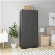 Wardrobe grey with high gloss 80 x 52 x 180 cm chipboard 800629 - Wardrobe
