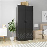 Wardrobe black with high gloss 90 x 52 x 200 cm chipboard 800637 - Wardrobe