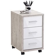 FMD Mobile cabinet with drawers sand oak white with high gloss 429442 - Drawer Chest