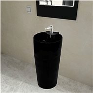 Floor washbasin ceramic round black, hole for tap, overflow 141943 - Washbasin