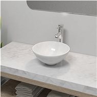 Bathroom sink with mixer ceramic round white 275494 - Washbasin