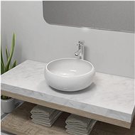 Bathroom sink with mixer ceramic round white 275495 - Washbasin