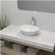 Bathroom sink with mixer ceramic oval white 275497 - Washbasin