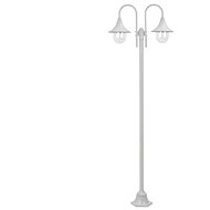 Garden column lamp 2 arms E27 220 cm aluminium white - Garden Lighting