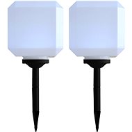 Garden solar lamp 2 pcs LED cube 20 cm white - Garden Lighting