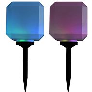 Garden solar lamp 2 pcs LED cube 20 cm RGB - Garden Lighting