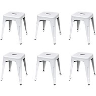 Stackable stools 6 pcs white steel 3052645 - Garden Stool