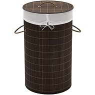 Bamboo laundry basket round dark brown 242724 - Laundry Basket