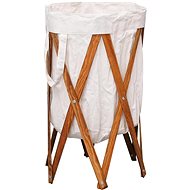 Folding laundry basket cream wood and textile 284227 - Laundry Basket