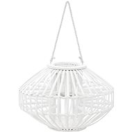 Hanging candle lantern wicker white - Lantern