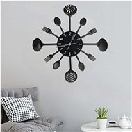 Wall clock with forks and spoons black 40 cm aluminium 325163 - Wall Clock