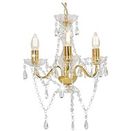 Golden round chandelier with beads 3 x E14 - Chandelier