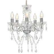 Chandelier with crystal beads silver round 5 x E14 - Chandelier