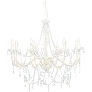 Chandelier with beads white 8 x bulbs E14 - Chandelier